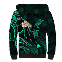 Personalised Lanai Hawaii Sherpa Hoodie Polynesian Tattoo and Pacific Plumeria Turquoise Vibe LT9 - Polynesian Pride