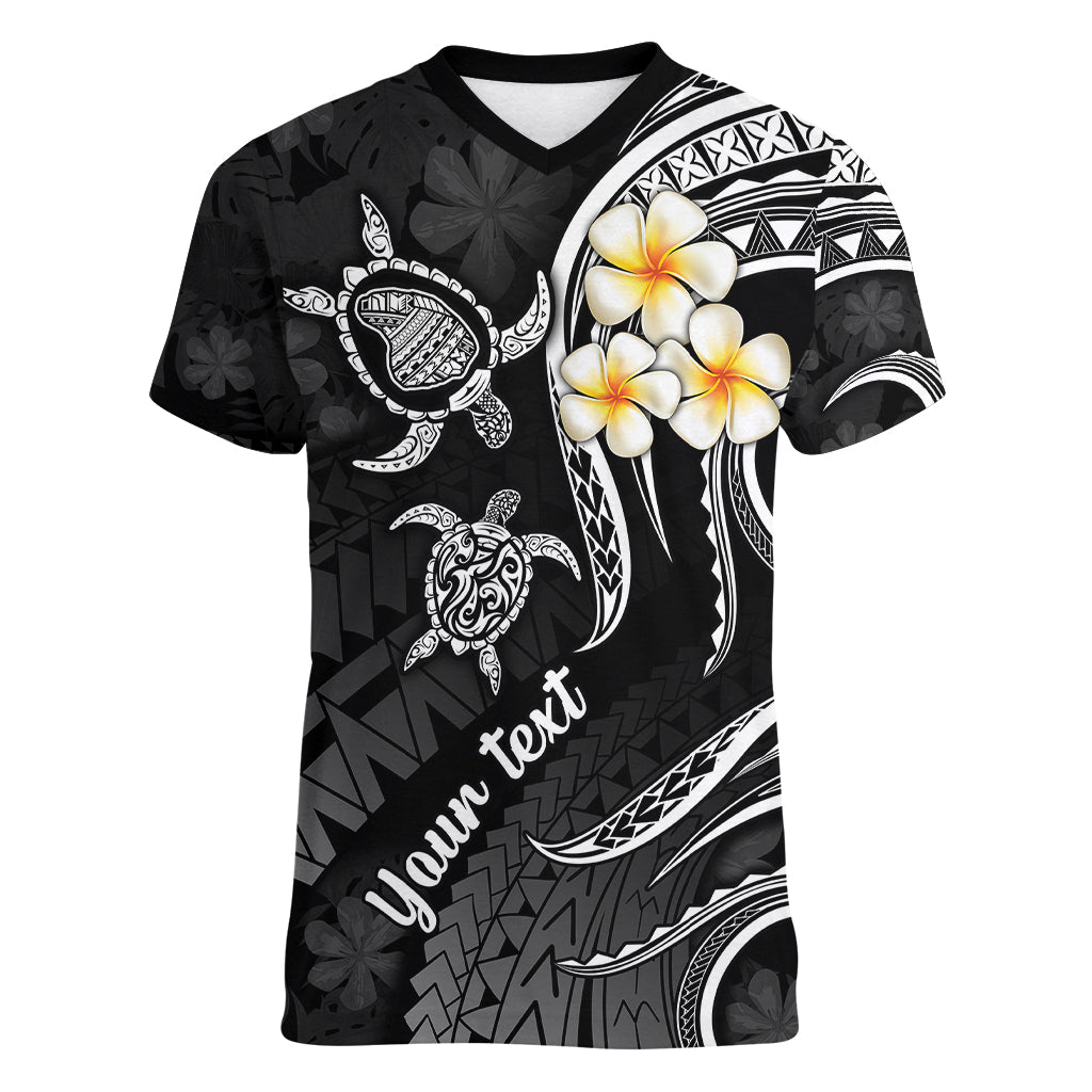Personalised Lanai Hawaii Women V Neck T Shirt Polynesian Tattoo and Pacific Plumeria White Vibe LT9 Female White - Polynesian Pride