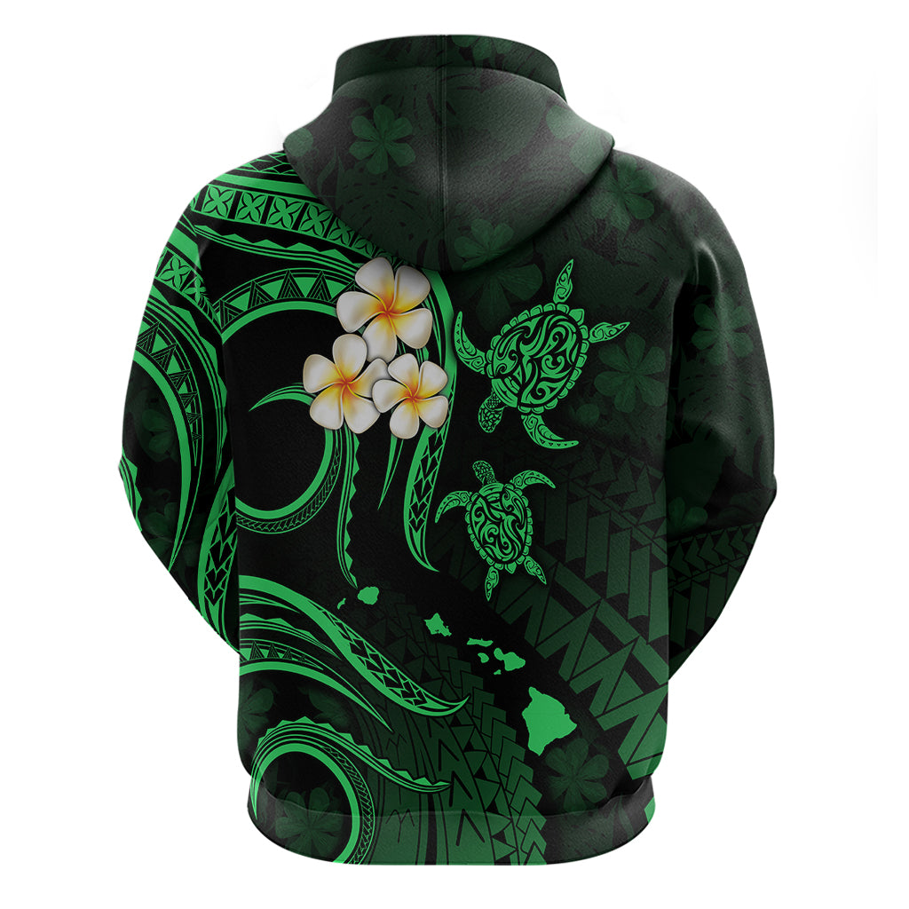 Custom Kauai Hawaii Hoodie Polynesian Tattoo and Pacific Plumeria Green Vibe LT9 - Polynesian Pride