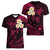 Personalised Kauai Hawaii Women V Neck T Shirt Polynesian Tattoo and Pacific Plumeria Pink Vibe LT9 - Polynesian Pride