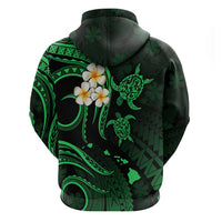 Custom Kahoolawe Hawaii Hoodie Polynesian Tattoo and Pacific Plumeria Green Vibe LT9 - Polynesian Pride