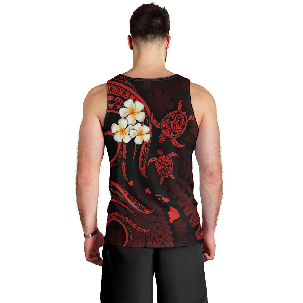 Personalised Kahoolawe Hawaii Men Tank Top Polynesian Tattoo and Pacific Plumeria Red Vibe LT9 - Polynesian Pride