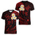 Personalised Kahoolawe Hawaii Women V Neck T Shirt Polynesian Tattoo and Pacific Plumeria Red Vibe LT9 - Polynesian Pride