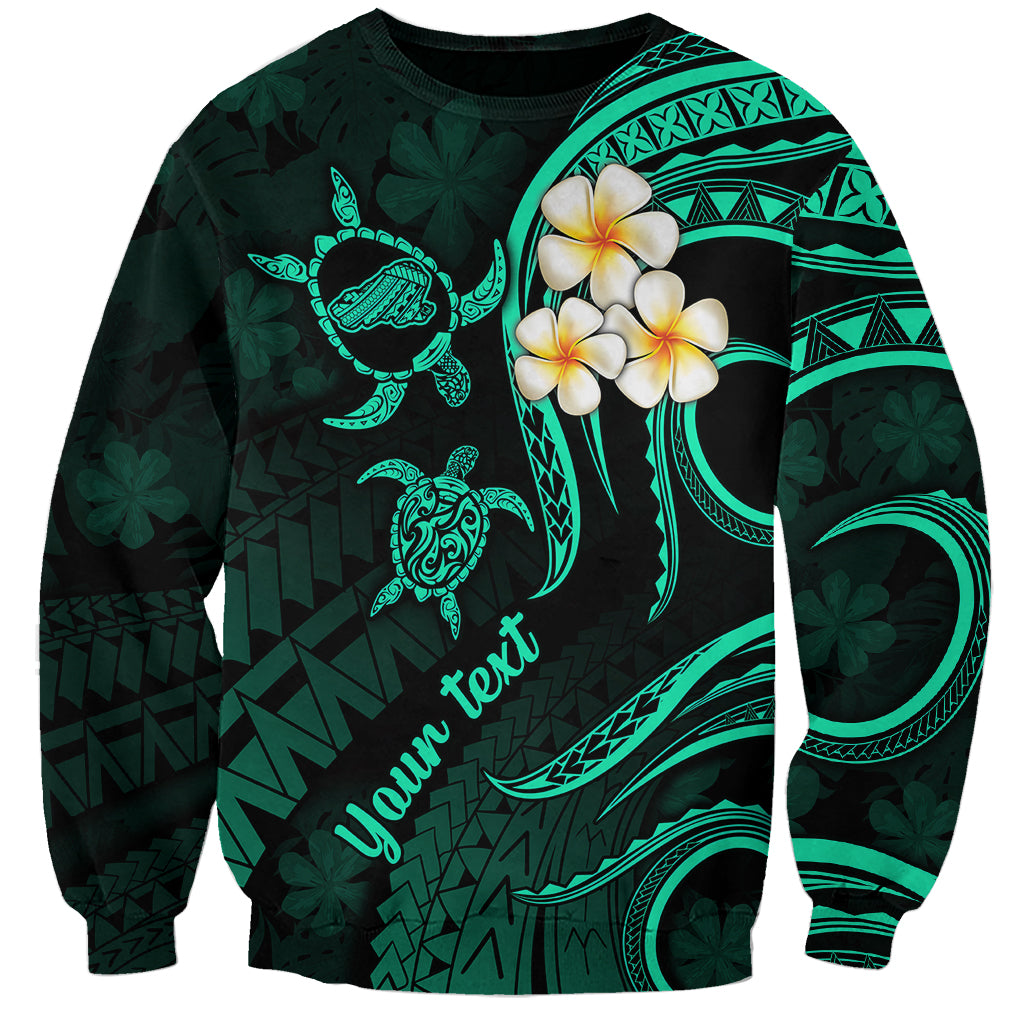 Personalised Kahoolawe Hawaii Sweatshirt Polynesian Tattoo and Pacific Plumeria Turquoise Vibe LT9 Unisex Turquoise - Polynesian Pride