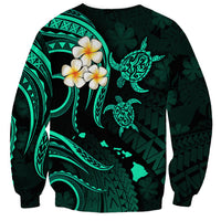 Personalised Kahoolawe Hawaii Sweatshirt Polynesian Tattoo and Pacific Plumeria Turquoise Vibe LT9 - Polynesian Pride