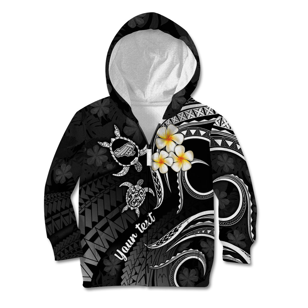 Personalised Kahoolawe Hawaii Kid Hoodie Polynesian Tattoo and Pacific Plumeria White Vibe LT9 Zip Hoodie White - Polynesian Pride