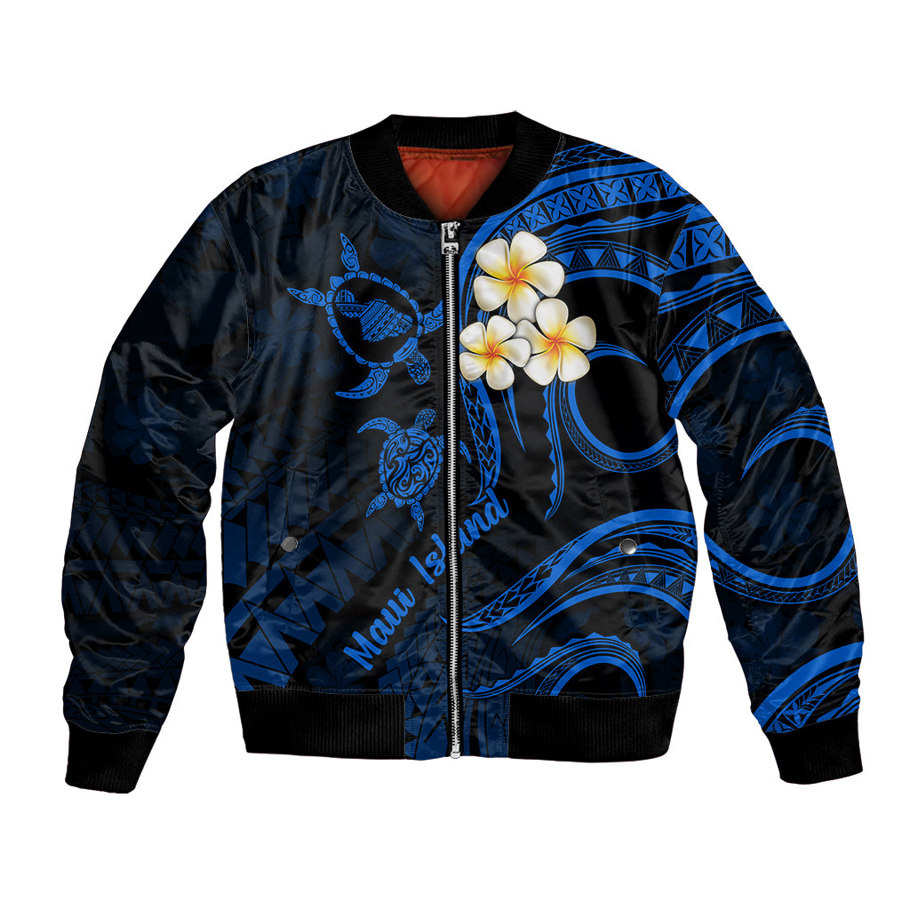 Hawaii Bomber Jacket Maui Islands Pacific Plumeria Blue Vibe LT9 Unisex Blue - Polynesian Pride