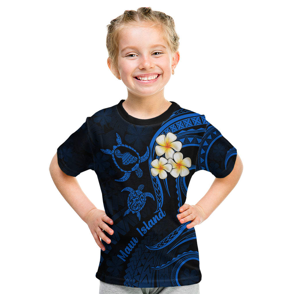 Hawaii Kid T Shirt Maui Islands Pacific Plumeria Blue Vibe LT9 Blue - Polynesian Pride