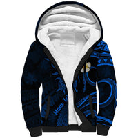Hawaii Sherpa Hoodie Maui Islands Pacific Plumeria Blue Vibe LT9 Unisex Blue - Polynesian Pride