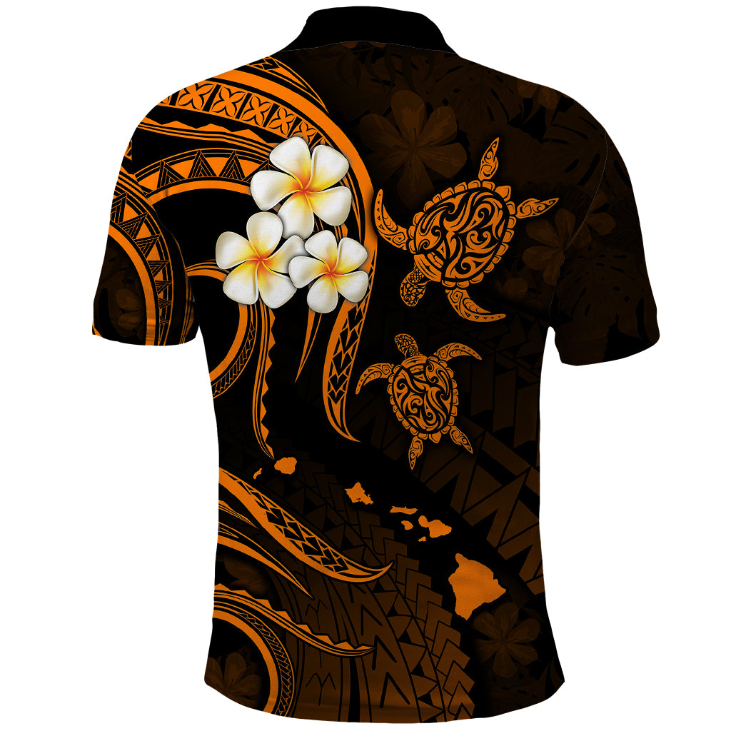 Hawaii Polo Shirt Maui Islands Pacific Plumeria Gold Vibe LT9 - Polynesian Pride