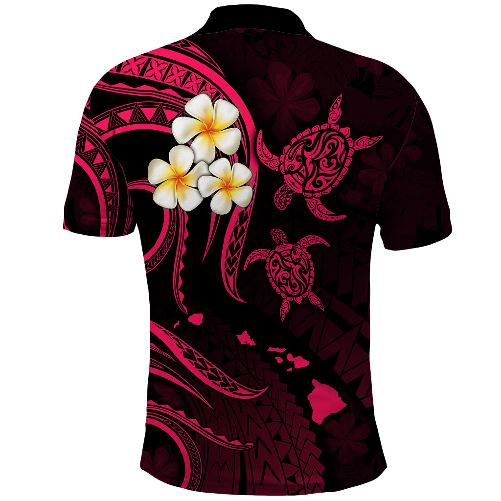 Hawaii Polo Shirt Maui Islands Pacific Plumeria Pink Vibe LT9 - Polynesian Pride