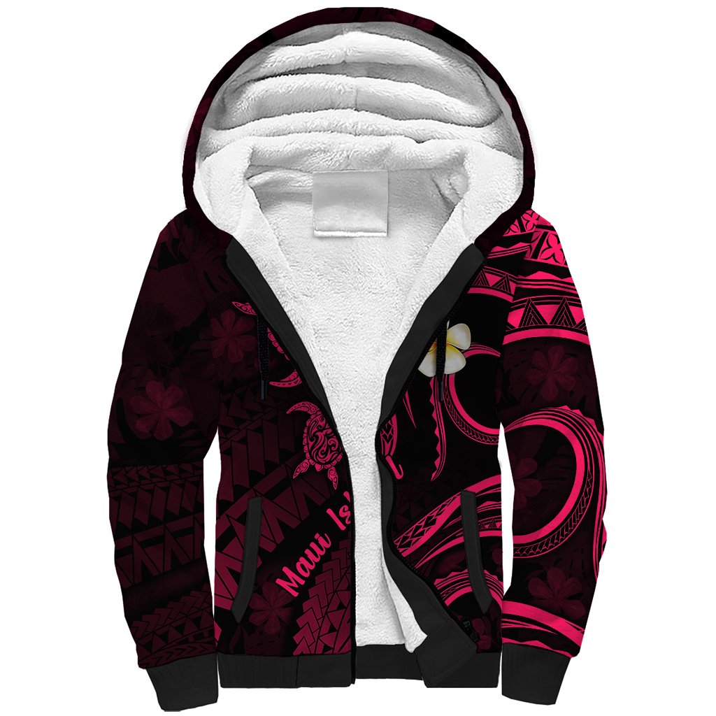 Hawaii Sherpa Hoodie Maui Islands Pacific Plumeria Pink Vibe LT9 Unisex Pink - Polynesian Pride
