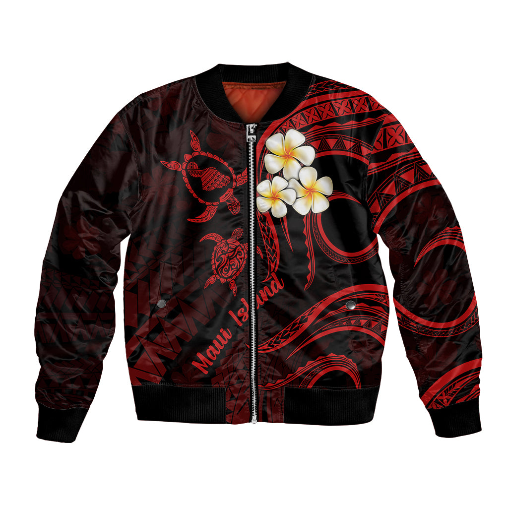 Hawaii Bomber Jacket Maui Islands Pacific Plumeria Red Vibe LT9 Unisex Red - Polynesian Pride