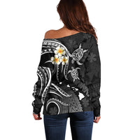 Hawaii Off Shoulder Sweater Maui Islands Pacific Plumeria White Vibe LT9 - Polynesian Pride