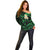 Personalised Maui Hawaii Off Shoulder Sweater Polynesian Tattoo and Pacific Plumeria Green Vibe LT9 - Polynesian Pride