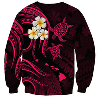 Personalised Maui Hawaii Sweatshirt Polynesian Tattoo and Pacific Plumeria Pink Vibe LT9 - Polynesian Pride