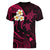 Personalised Maui Hawaii Women V Neck T Shirt Polynesian Tattoo and Pacific Plumeria Pink Vibe LT9 - Polynesian Pride