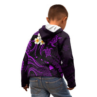 Personalised Maui Hawaii Kid Hoodie Polynesian Tattoo and Pacific Plumeria Purple Vibe LT9 - Polynesian Pride