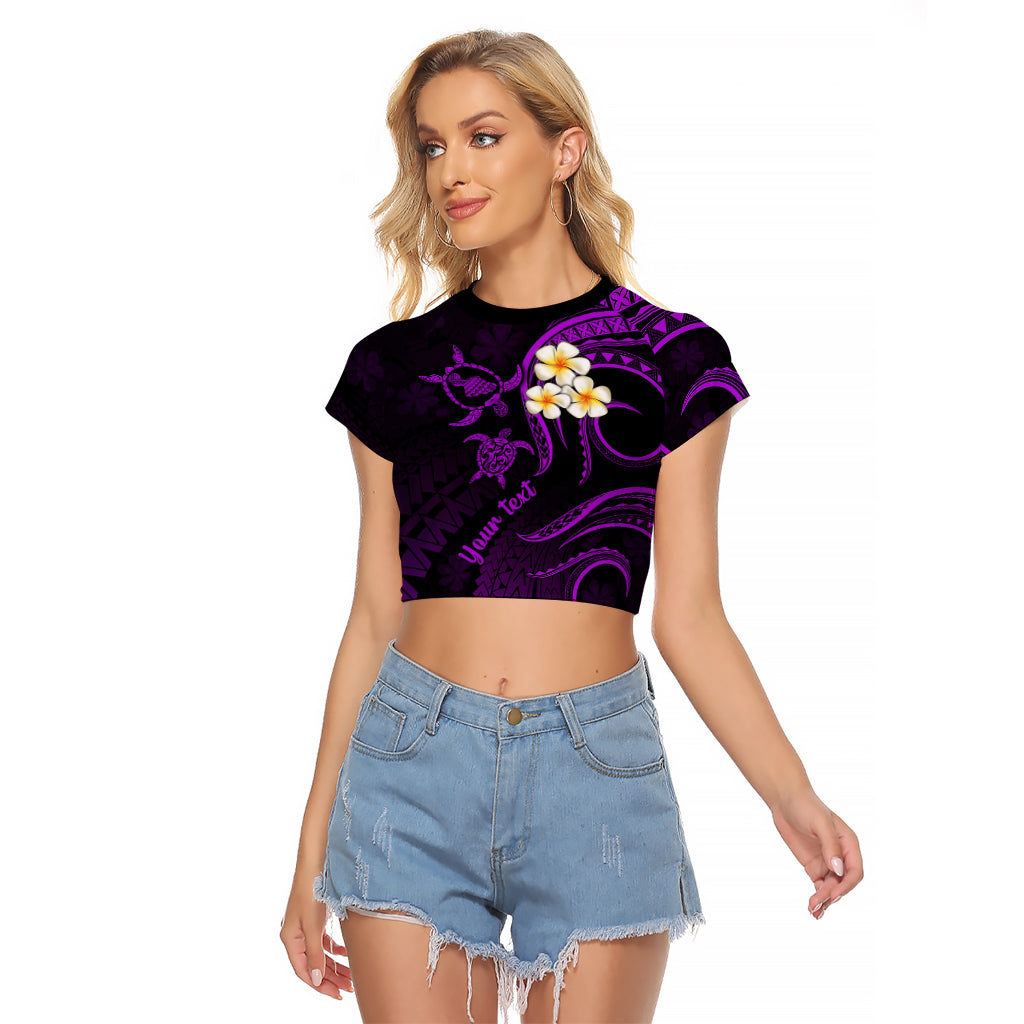 Personalised Maui Hawaii Raglan Cropped T Shirt Polynesian Tattoo and Pacific Plumeria Purple Vibe LT9 Female Purple - Polynesian Pride