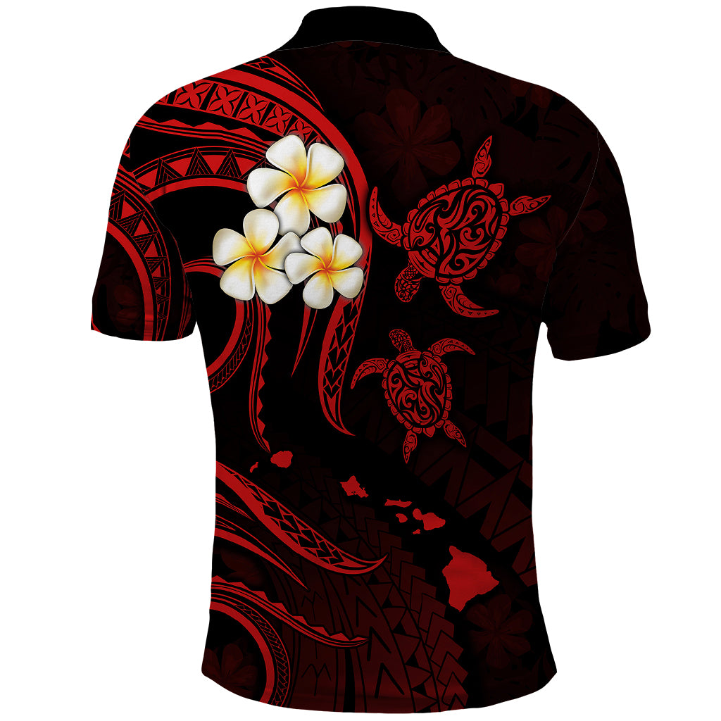 Custom Maui Hawaii Polo Shirt Polynesian Tattoo and Pacific Plumeria Red Vibe LT9 - Polynesian Pride