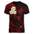 Personalised Maui Hawaii Women V Neck T Shirt Polynesian Tattoo and Pacific Plumeria Red Vibe LT9 - Polynesian Pride
