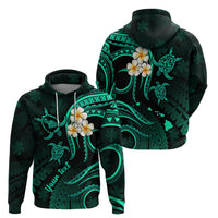 Custom Maui Hawaii Hoodie Polynesian Tattoo and Pacific Plumeria Turquoise Vibe LT9 - Polynesian Pride