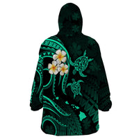 Personalised Maui Hawaii Wearable Blanket Hoodie Polynesian Tattoo and Pacific Plumeria Turquoise Vibe LT9 - Polynesian Pride