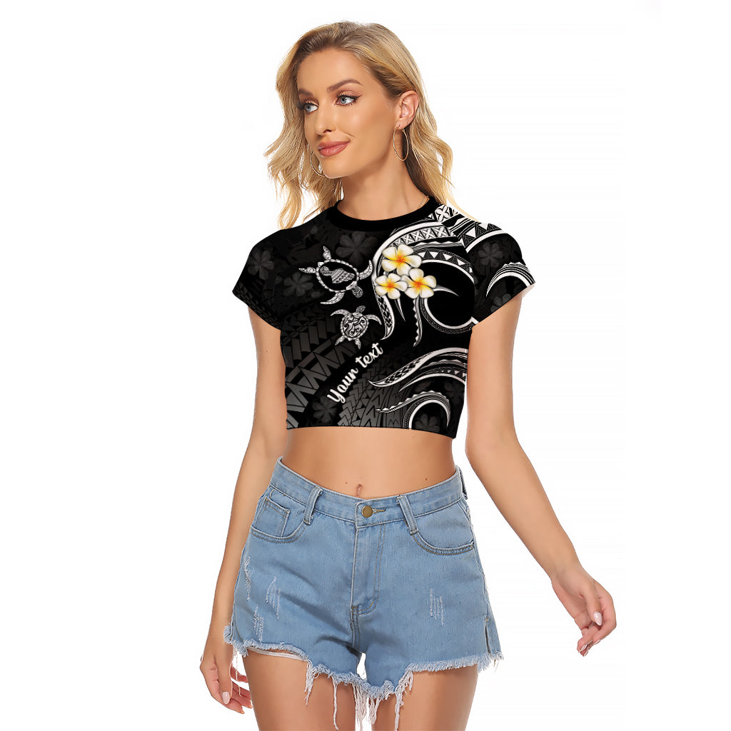 Personalised Maui Hawaii Raglan Cropped T Shirt Polynesian Tattoo and Pacific Plumeria White Vibe LT9 Female White - Polynesian Pride