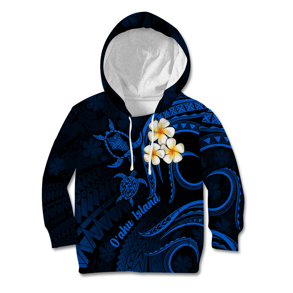 Hawaii Kid Hoodie Oahu Islands Pacific Plumeria Blue Vibe LT9 Blue - Polynesian Pride