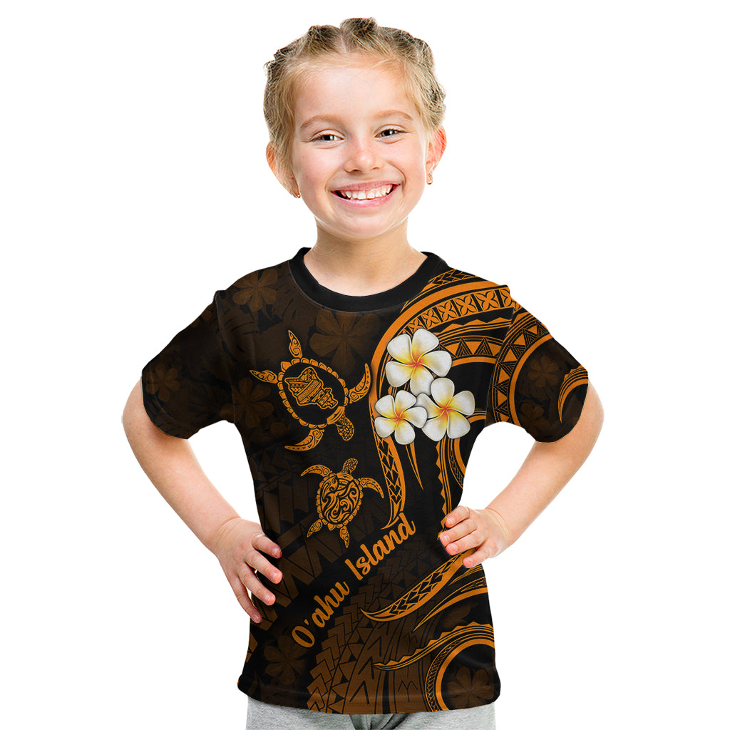Hawaii Kid T Shirt Oahu Islands Pacific Plumeria Gold Vibe LT9 Gold - Polynesian Pride