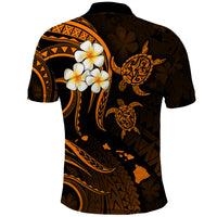 Hawaii Polo Shirt Oahu Islands Pacific Plumeria Gold Vibe LT9 - Polynesian Pride