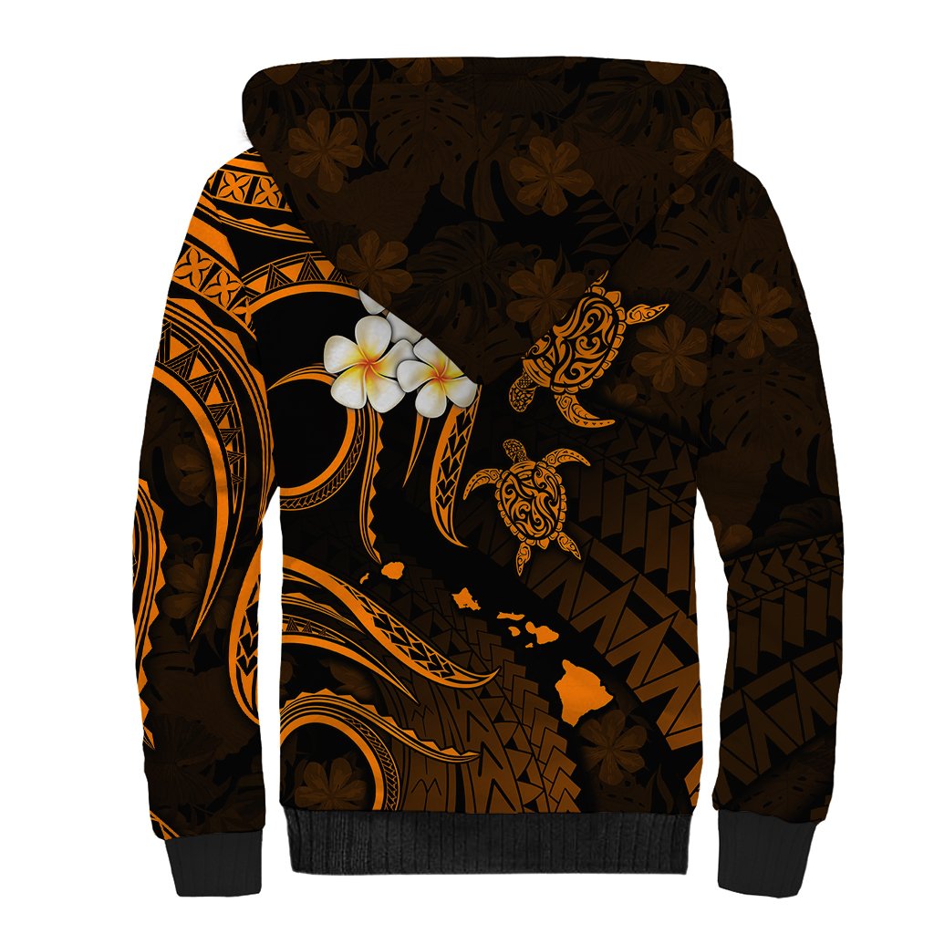 Hawaii Sherpa Hoodie Oahu Islands Pacific Plumeria Gold Vibe LT9 - Polynesian Pride