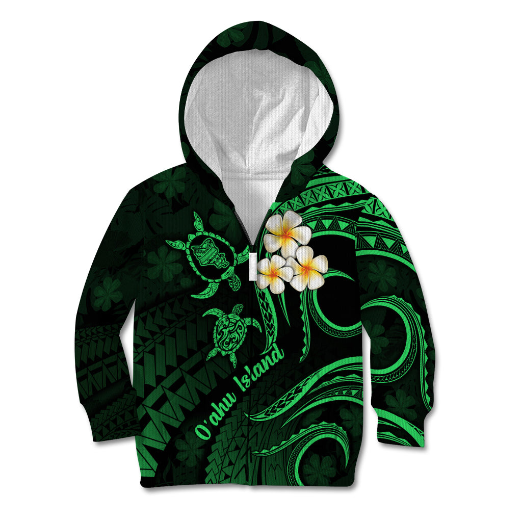 Hawaii Kid Hoodie Oahu Islands Pacific Plumeria Green Vibe LT9 - Polynesian Pride