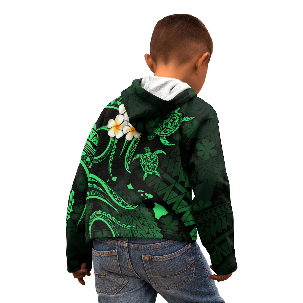 Hawaii Kid Hoodie Oahu Islands Pacific Plumeria Green Vibe LT9 - Polynesian Pride