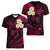 Hawaii Women V Neck T Shirt Oahu Islands Pacific Plumeria Pink Vibe LT9 - Polynesian Pride