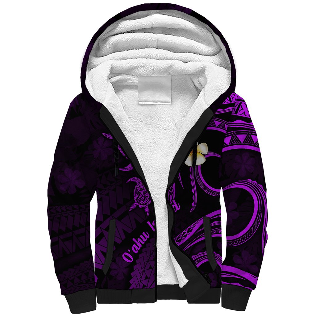 Hawaii Sherpa Hoodie Oahu Islands Pacific Plumeria Purple Vibe LT9 Unisex Purple - Polynesian Pride