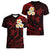 Hawaii Women V Neck T Shirt Oahu Islands Pacific Plumeria Red Vibe LT9 - Polynesian Pride