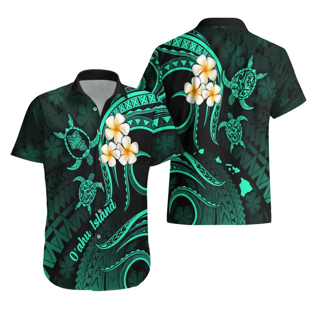 Hawaii Hawaiian Shirt Oahu Islands Pacific Plumeria Turquoise Vibe LT9 - Polynesian Pride