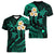 Hawaii Women V Neck T Shirt Oahu Islands Pacific Plumeria Turquoise Vibe LT9 - Polynesian Pride