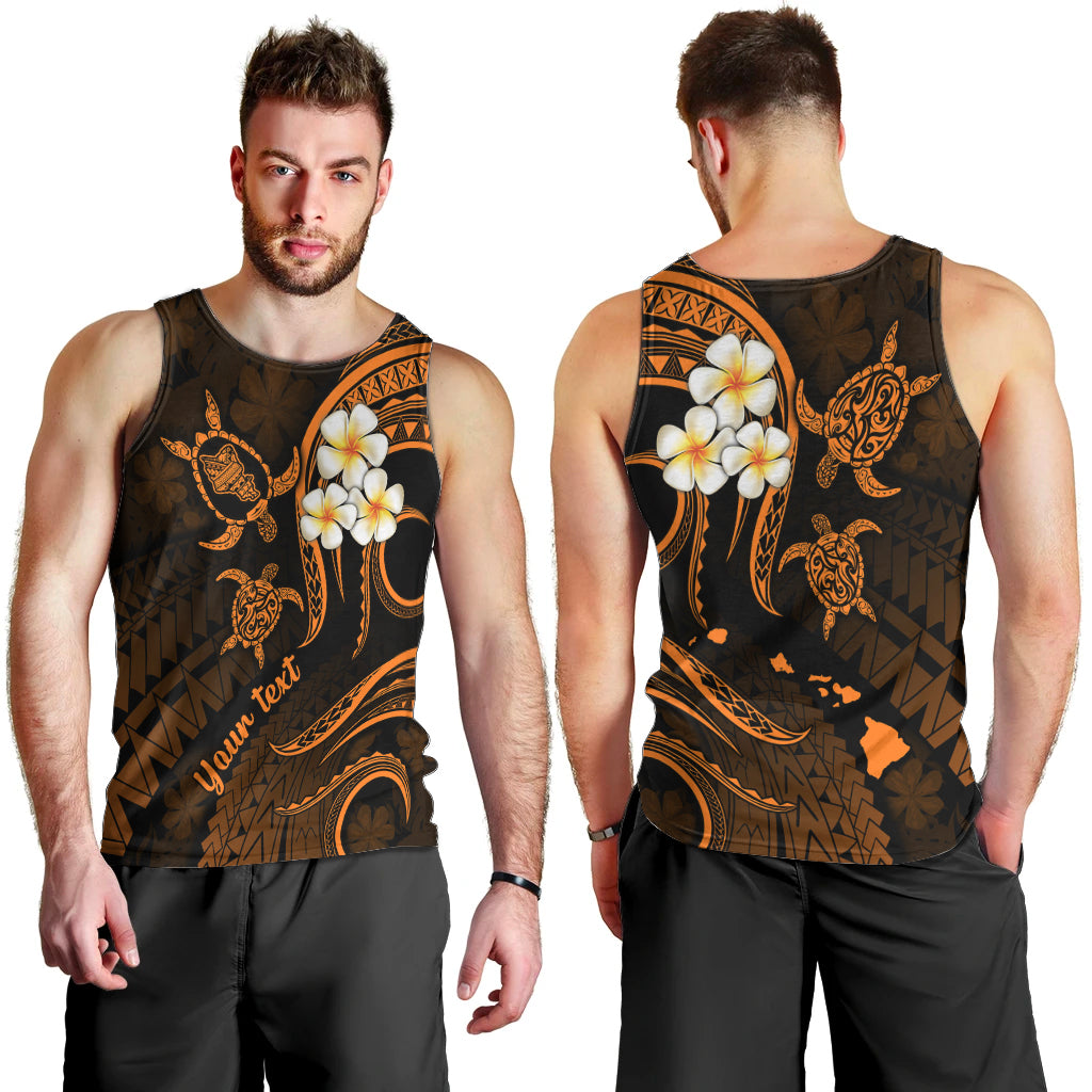 Personalised Oahu Hawaii Men Tank Top Polynesian Tattoo and Pacific Plumeria Gold Vibe LT9 - Polynesian Pride