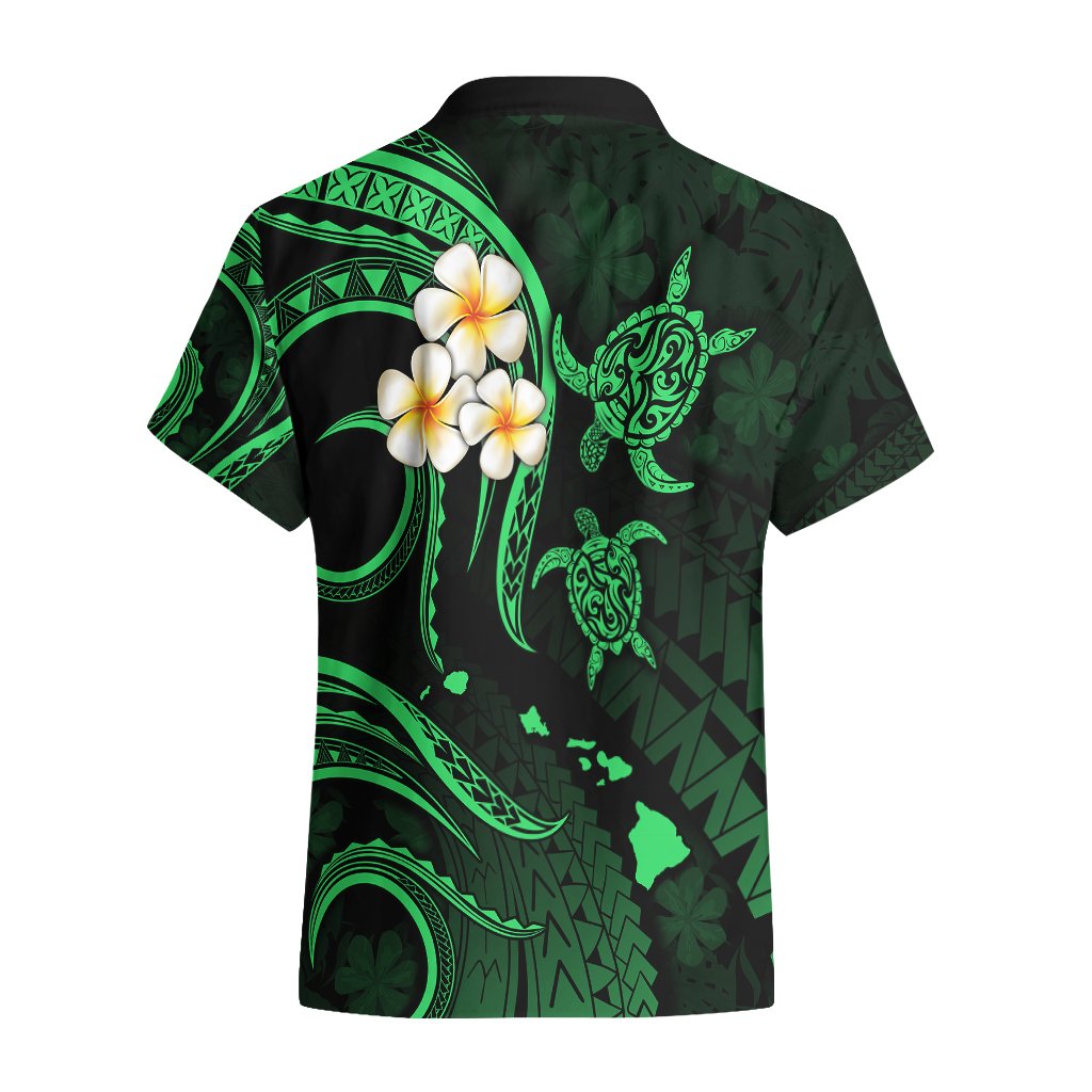 Personalised Oahu Hawaii Hawaiian Shirt Polynesian Tattoo and Pacific Plumeria Green Vibe LT9 - Polynesian Pride