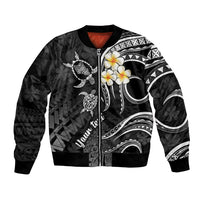 Personalised Oahu Hawaii Bomber Jacket Polynesian Tattoo and Pacific Plumeria White Vibe LT9 Unisex White - Polynesian Pride