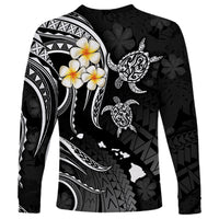 Personalised Oahu Hawaii Long Sleeve Shirt Polynesian Tattoo and Pacific Plumeria White Vibe LT9 - Polynesian Pride
