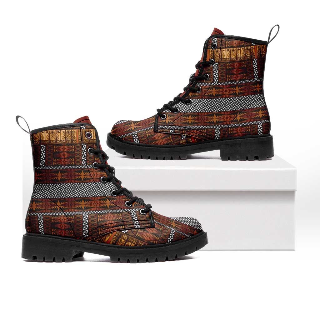 Malo e Lelei Tonga Leather Boots Tongan Ngatu Tapa Cloth - Polynesian Pride