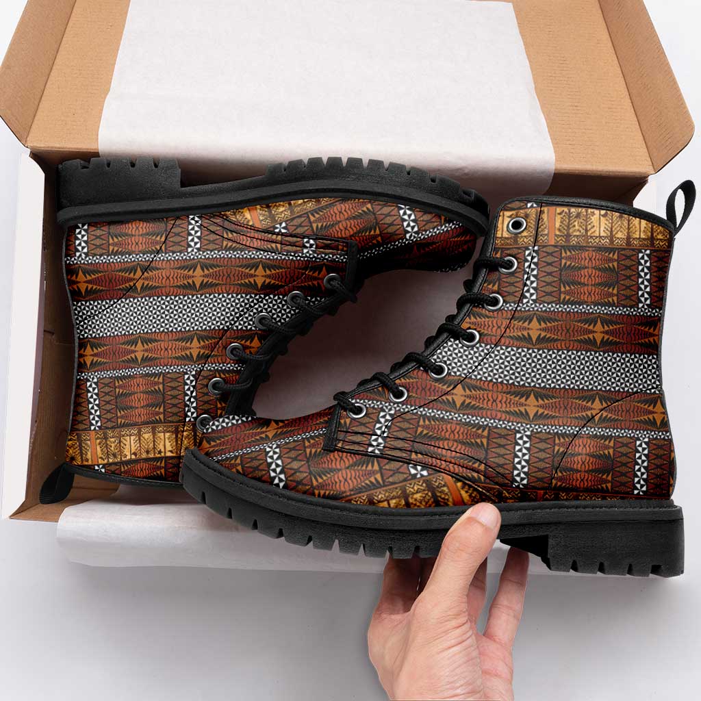 Malo e Lelei Tonga Leather Boots Tongan Ngatu Tapa Cloth - Polynesian Pride