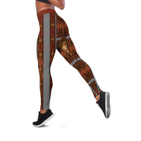 Malo e Lelei Tonga Leggings Tongan Ngatu Tapa Cloth LT14 Orange - Polynesian Pride
