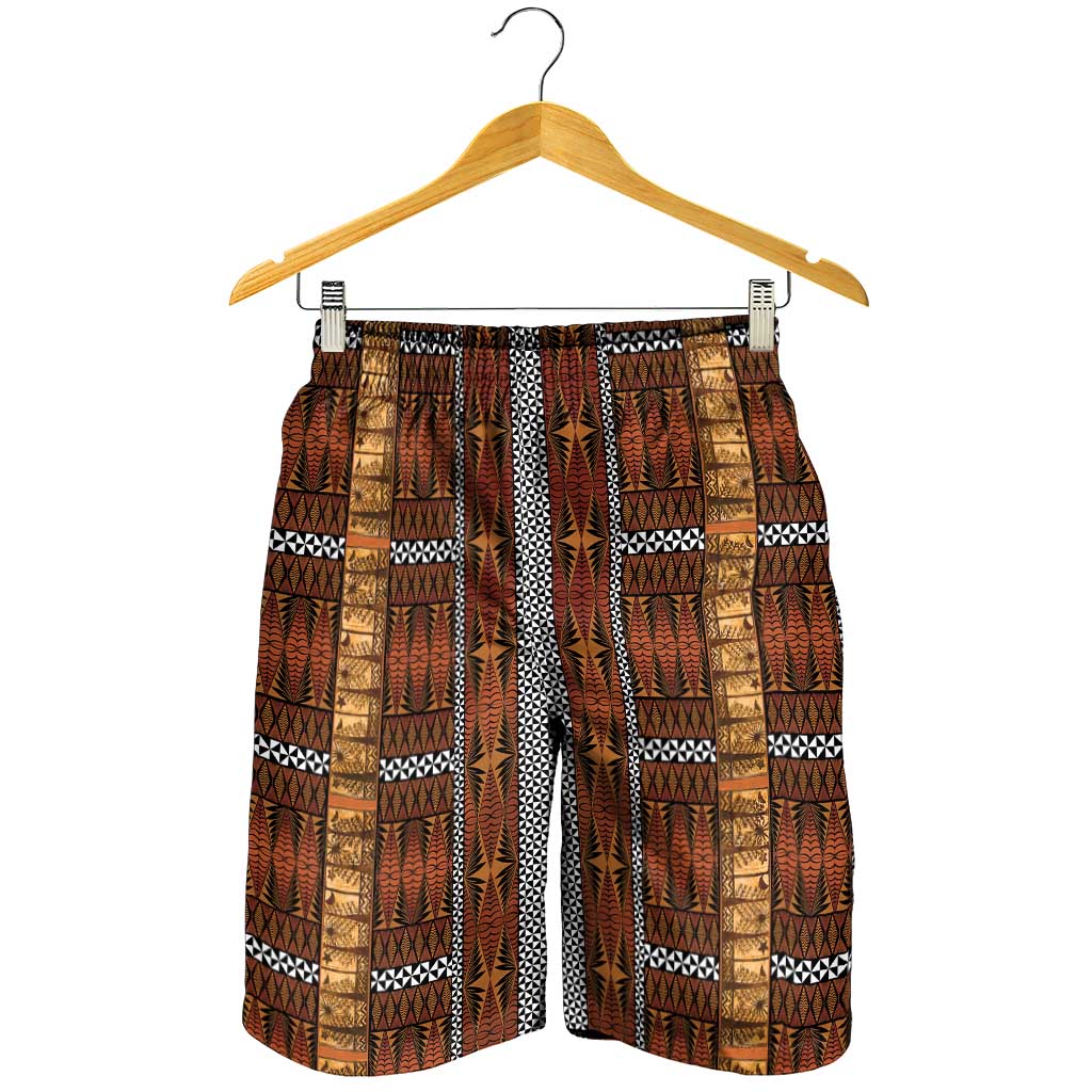 Malo e Lelei Tonga Shorts for Men Tongan Ngatu Tapa Cloth - Polynesian Pride