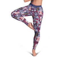 Manuia le Kerisimasi American Samoa Leggings Pacific Patchwork Xmas Vibes - Polynesian Pride