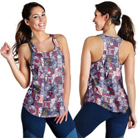Manuia le Kerisimasi American Samoa Women Racerback Tank Pacific Patchwork Xmas Vibes - Polynesian Pride