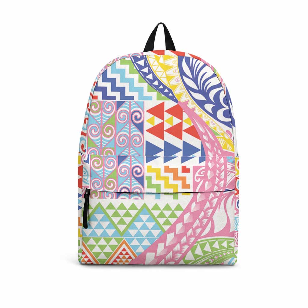 Maori Kowhaiwhai Taniko Patchwork Rainbow Motifs Backpack LT9 Rainbow - Polynesian Pride